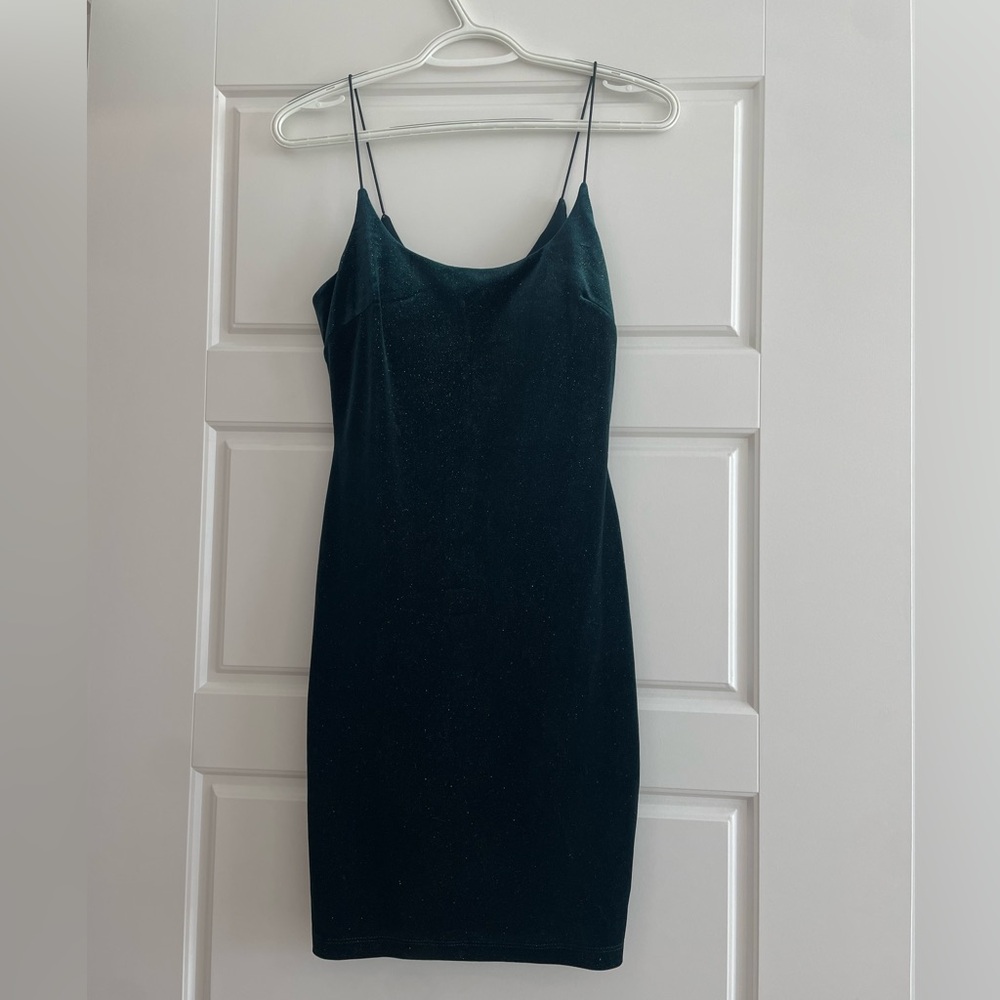 Dark Green Velvet Dress with Sparkles